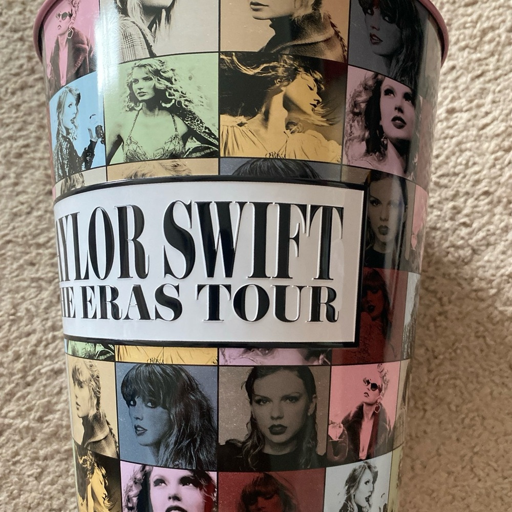 ONE‎ Taylor Swift The Eras Tour Movie Popcorn Bucket Pink Tin AMC NEW